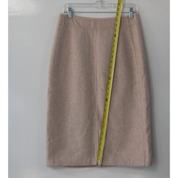 Vince Front Seam Midi Wool Blend Skirt Heather Oatmeal Size 6 - Picture 4 of 7